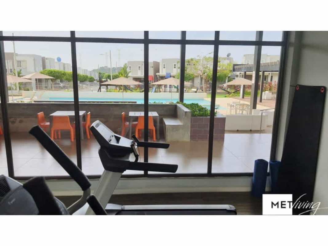 Fitness center facing swimming pool PH Victoria Brisas del Golf Panama