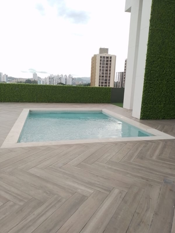 Kitchen with marble-style counters and built-in stove CenterPoint Tower Panama City