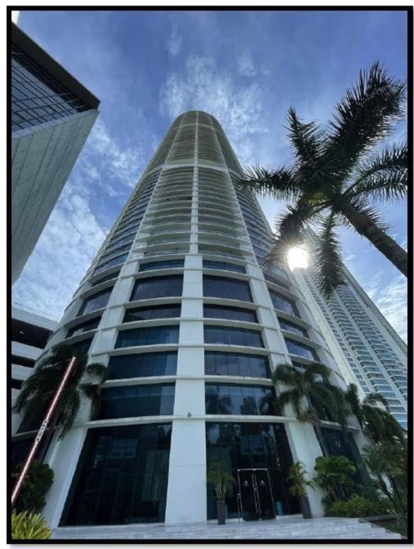 Modern high rise glass tower PH The Pearl luxury condo in Costa del Este Panama
