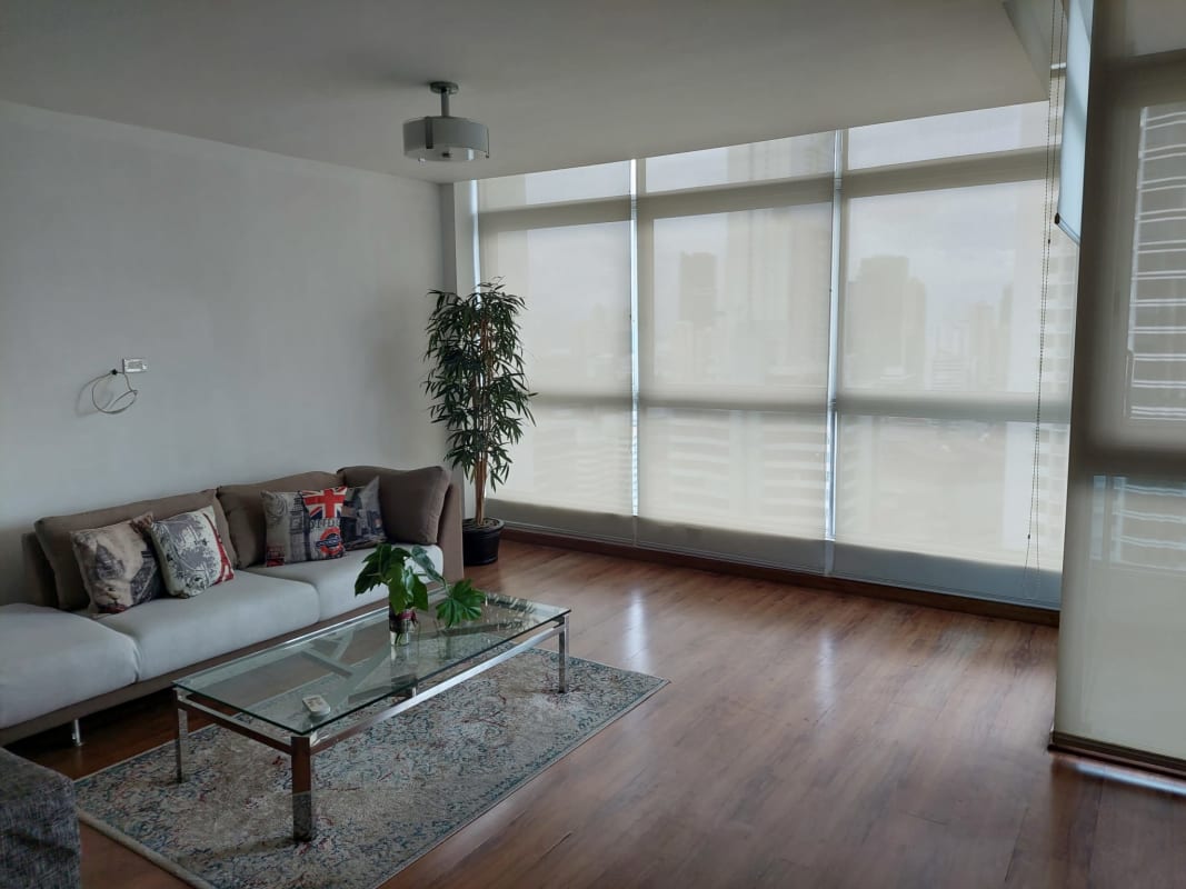 Private balcony with panoramic ocean views from apartment in PH BICSA Avenida Balboa Panama City