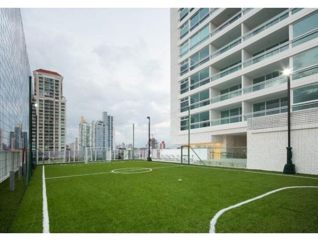 Mini soccer field on rooftop recreational area PH The Towers Panama City