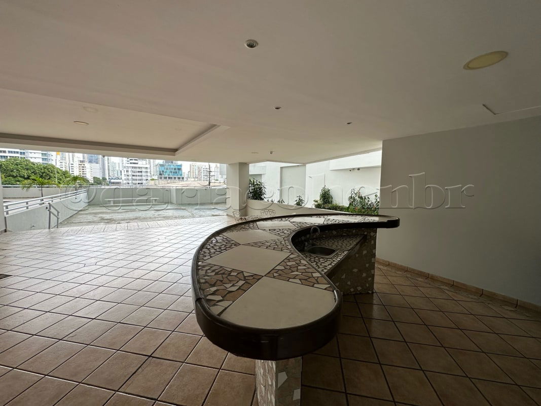 Covered outdoor terrace with mosaic bar counter PH Coco Mar Coco del Mar Panama City