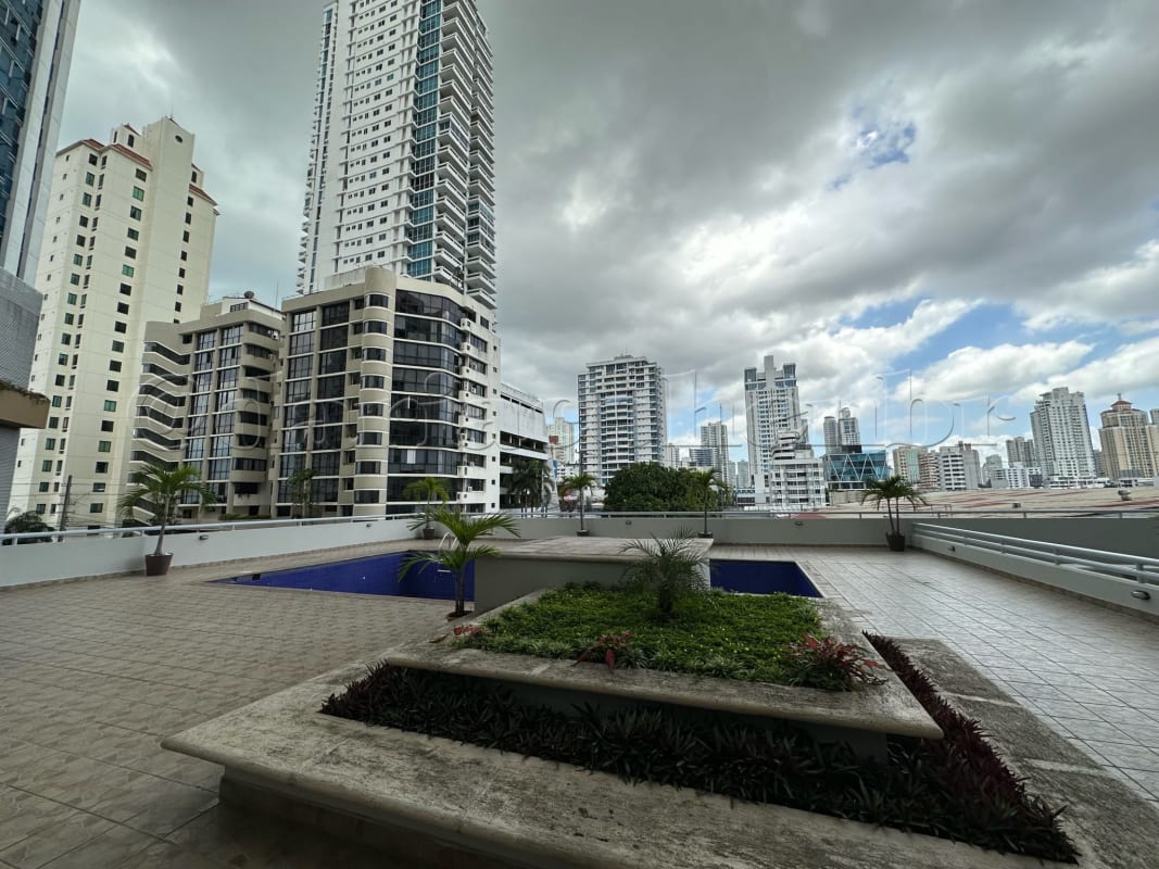 Second pool terrace view with city skyline PH Coco Mar Coco del Mar Panama