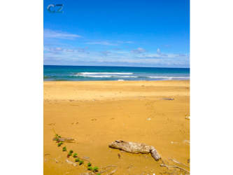 Beautiful clear blue sea fronting white sandy tropical beach Palenque Panama