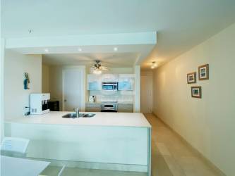 Balcony terrace overlooking Pacific Ocean and Panama skyline at PH Casa Bonita Veracruz Panama