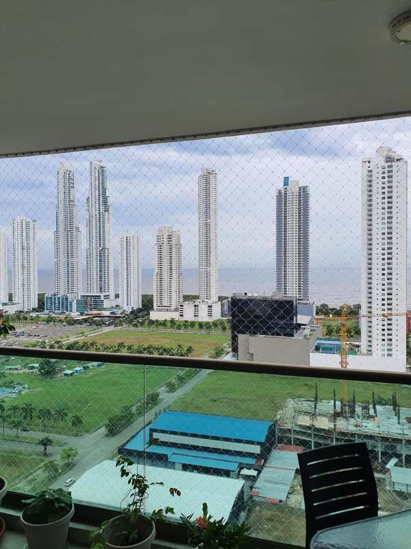 Balcony with panoramic high-rise and ocean view at PH Park Lane Costa del Este Panama