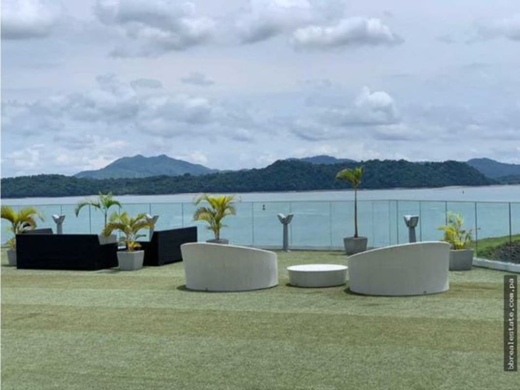 Modern kitchen with granite countertops appliances and ocean views PH Isla Naos Panama City