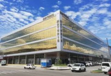 Contemporary office tower facade inside Zona Libre de Colón Panama