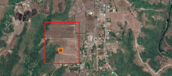 Aerial rural village with land outlines in Coclé Province Panama