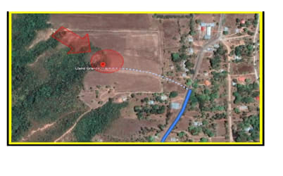 Aerial image of large land parcel outlined in Coclé countryside Panama