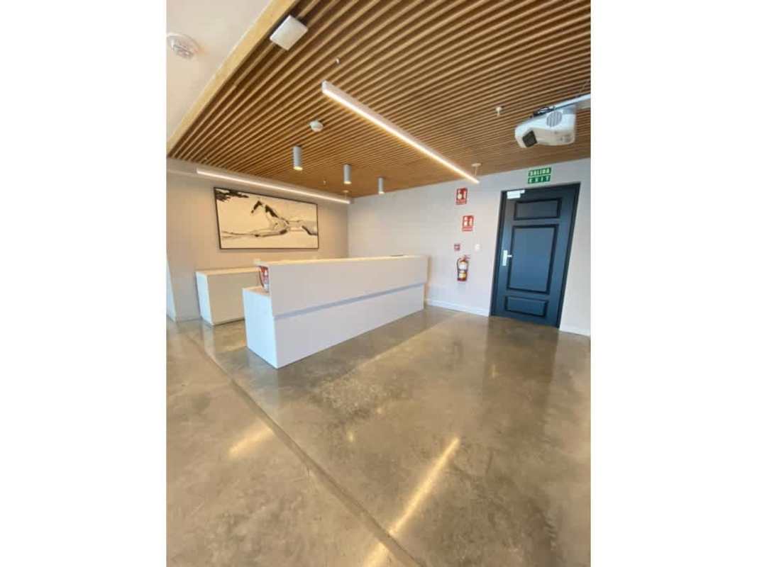 Contemporary reception desk polished concrete floors PH Balboa Office Center Panama City Panama