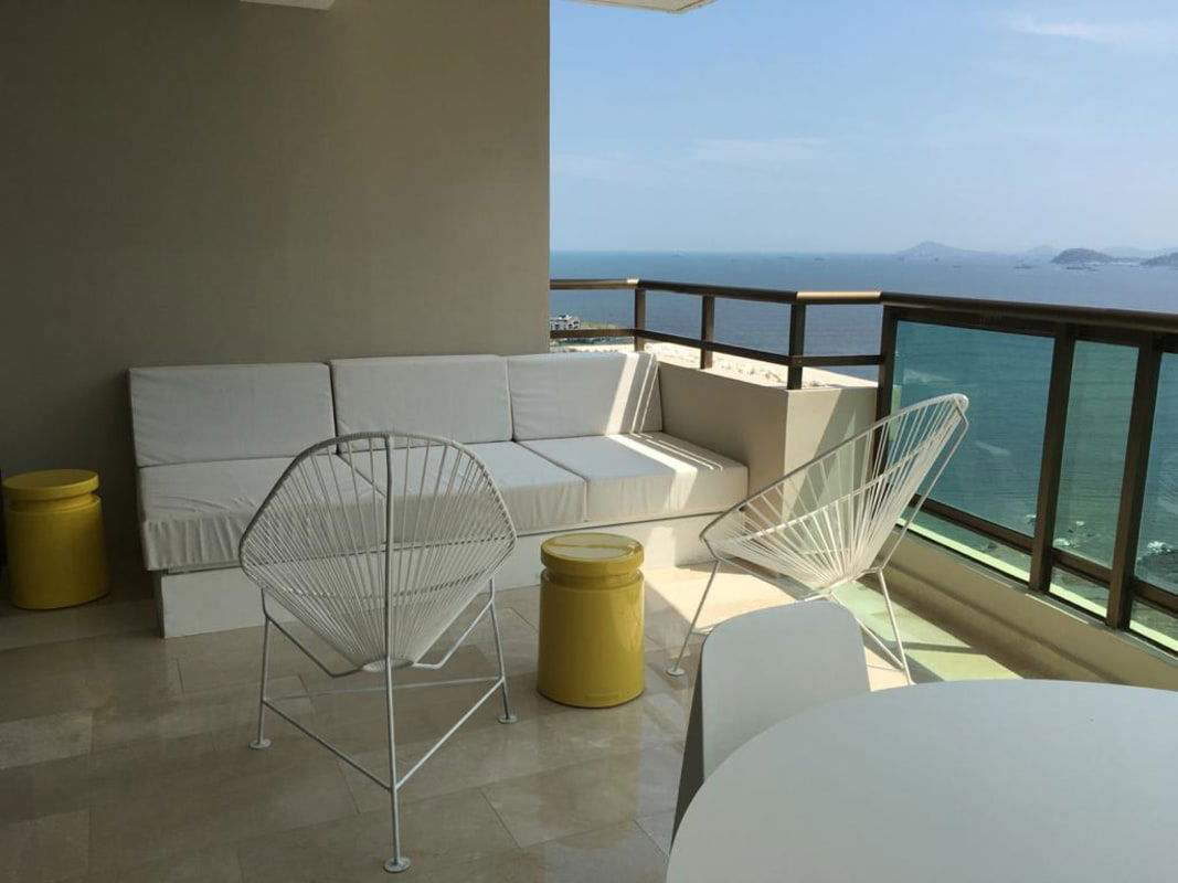 Modern Italian kitchen with granite, stainless appliances, marble floor in luxury sale condo at PH Ocean Park