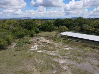Aerial with extensive rural land, fenced area, trees Penonomé Coclé Panama