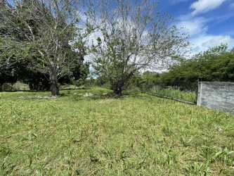 Road and grassy roadside lot with fence near El Valle de Antón Panama for sale