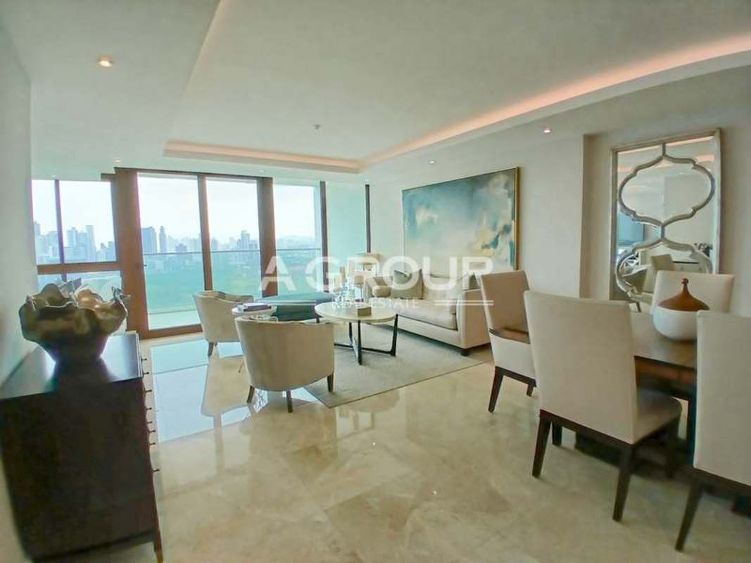 Bedroom with twin beds, modern decor, large window in The Colonial Santa Maria Panama