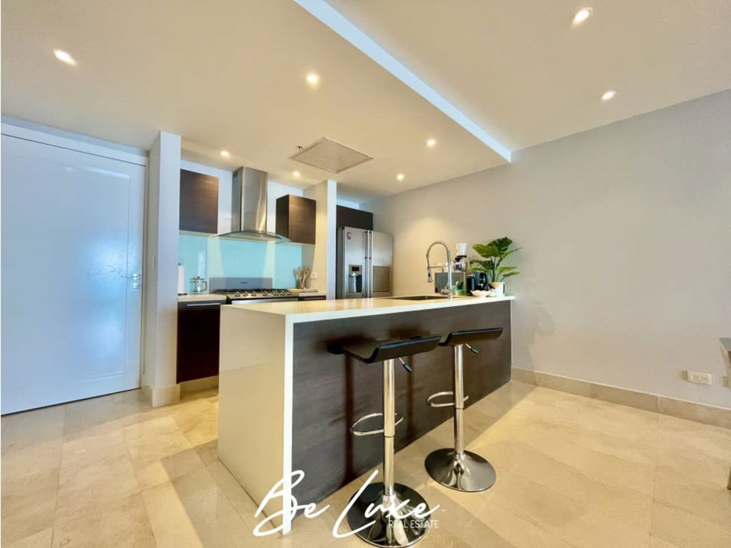 Modern furnished living area with ocean views in PH Yoo Panama Avenida Balboa