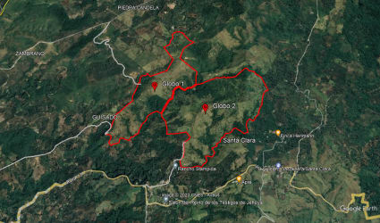 Satellite mapping with marked property borders Santa Clara Renacimiento Chiriquí