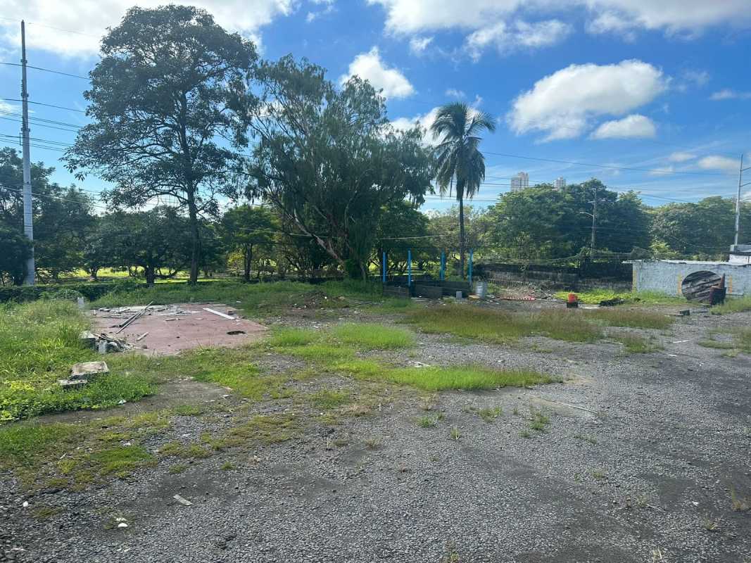 Corner plot with utility connections, trees, and fencing at Avenida Santa Elena Parque Lefevre Panama