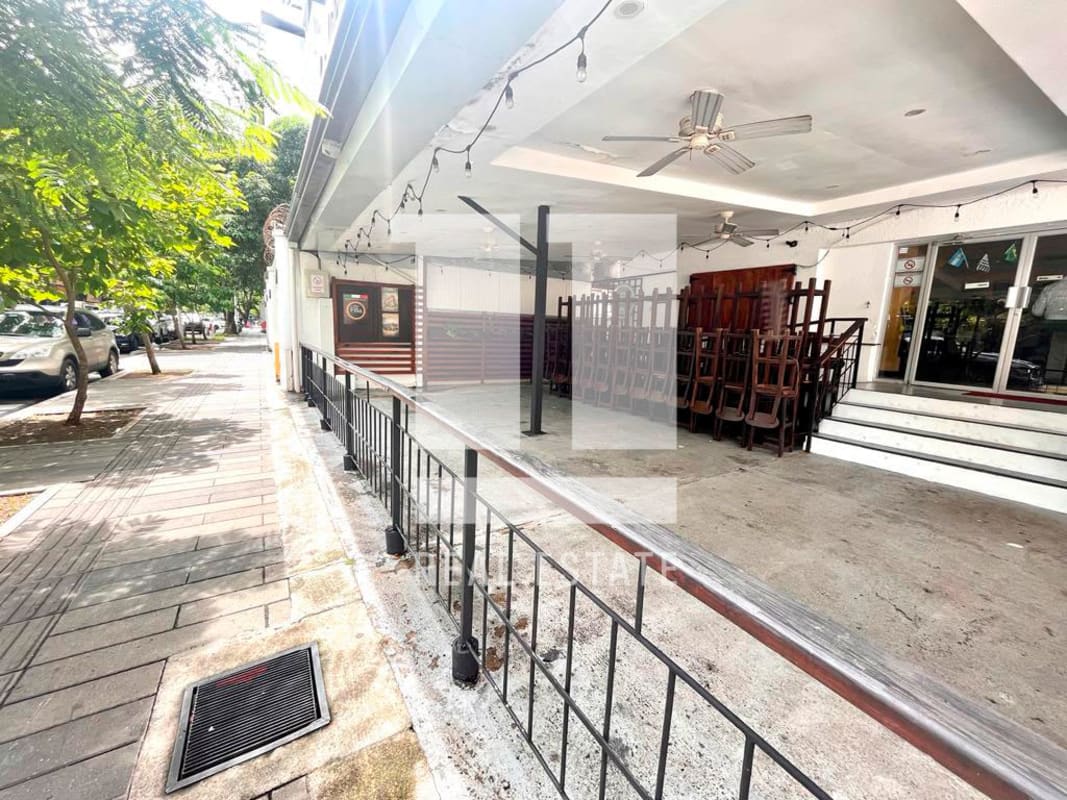 Aerial photo of Calle Uruguay high-rise area showing outlined commercial lot Panama City