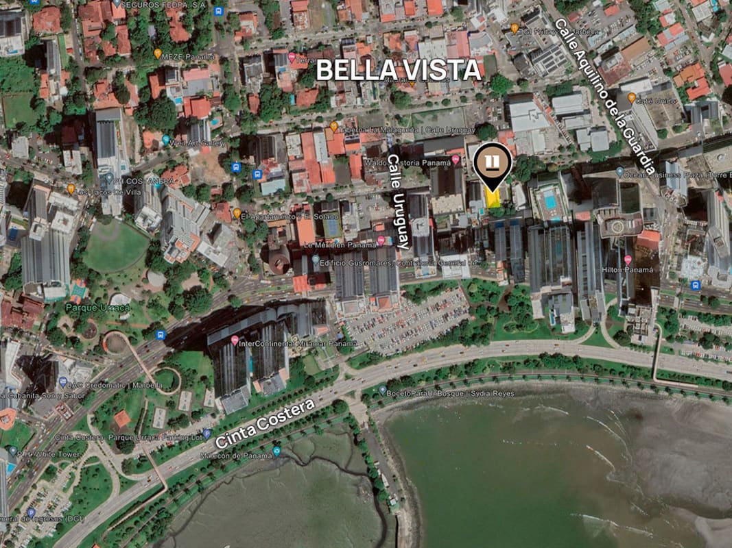 Kitchenette with lounge area and large windows in commercial property Calle Uruguay Panama