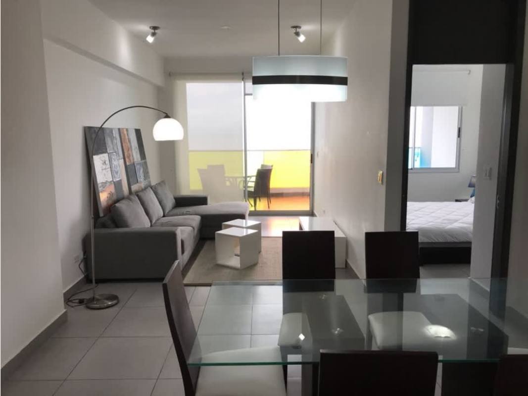 Dining space near balcony overlooking ocean at PH Element Avenida Balboa Panama