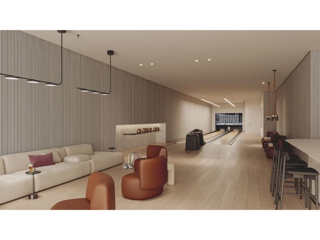 Private luxury bowling alley modern decor Bioma condo Costa del Este Panama City