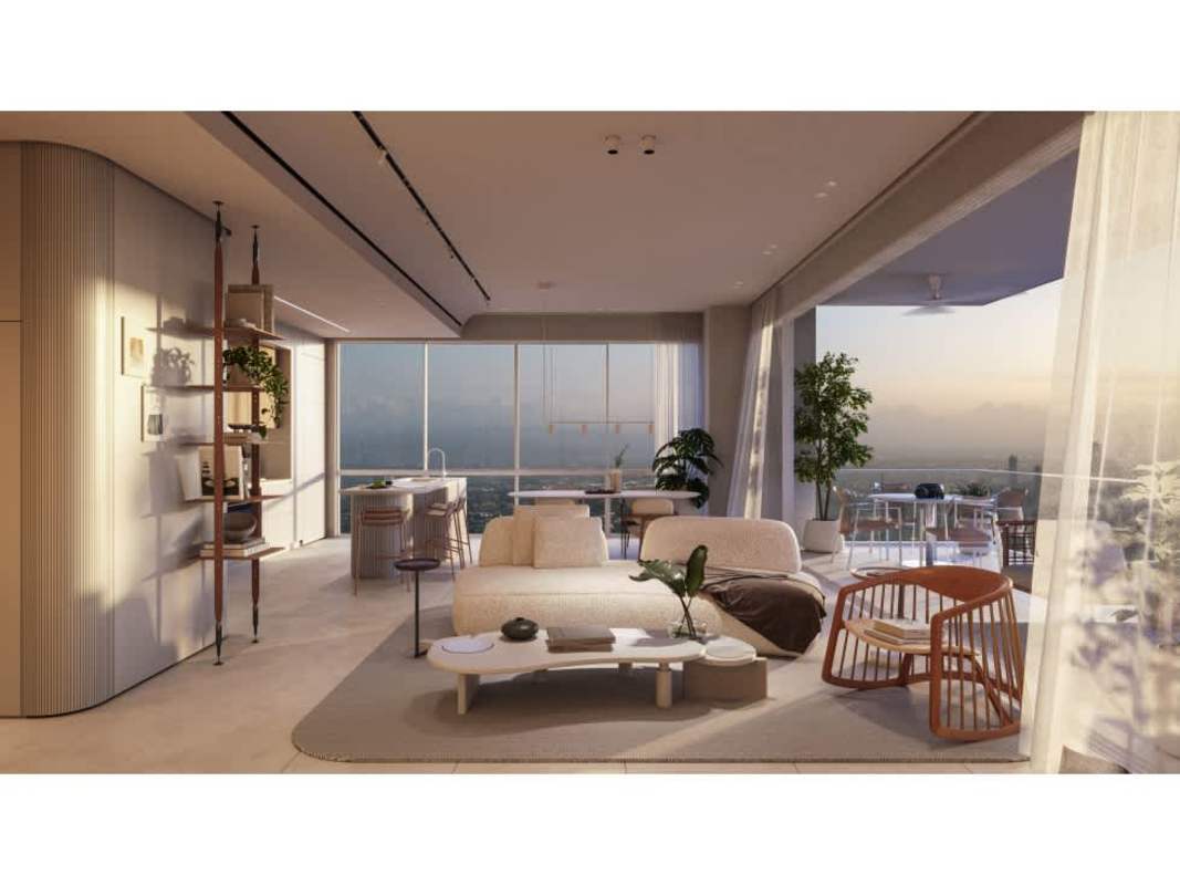 Balcony city views space outdoor yoga Bioma Costa del Este Panama City Condo