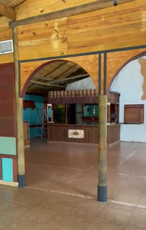 Open commercial event space with rustic wood beams interior for rent Panama