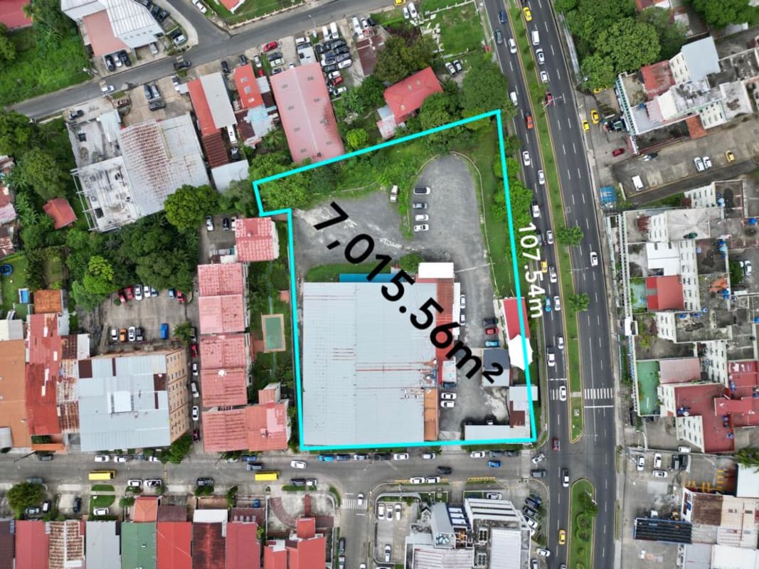 City aerial showing commercial plot near Hato Pintado and Pueblo Nuevo Panama City