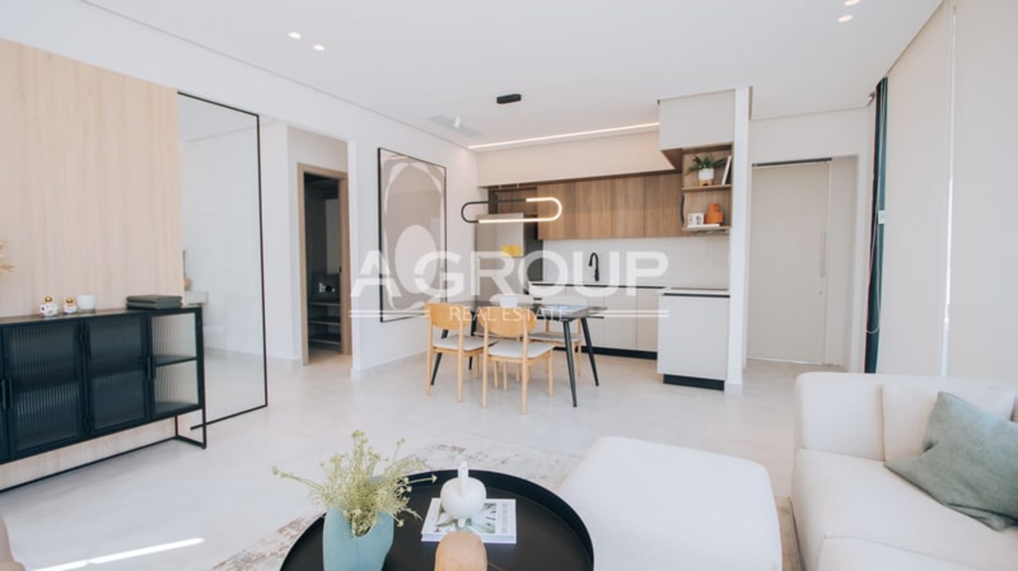 Bright living and kitchen area modern minimalist Generation Tower Costa del Este Panama