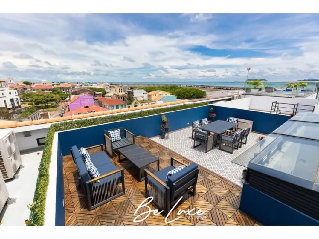 Restored colonial facade with modern lobby in PH La Cuadra Casco Viejo Panama City
