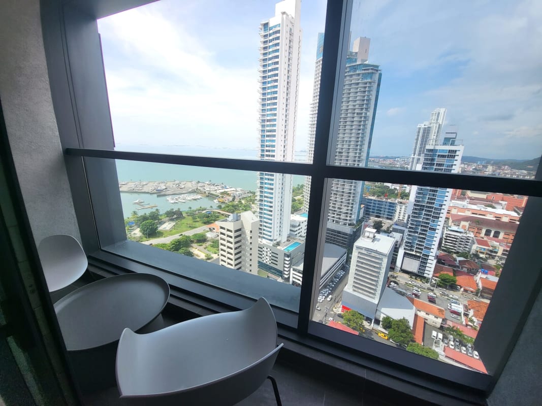 Facade of PH Nuovo by Armani Casa modern luxury tower Panama City Avenida Balboa