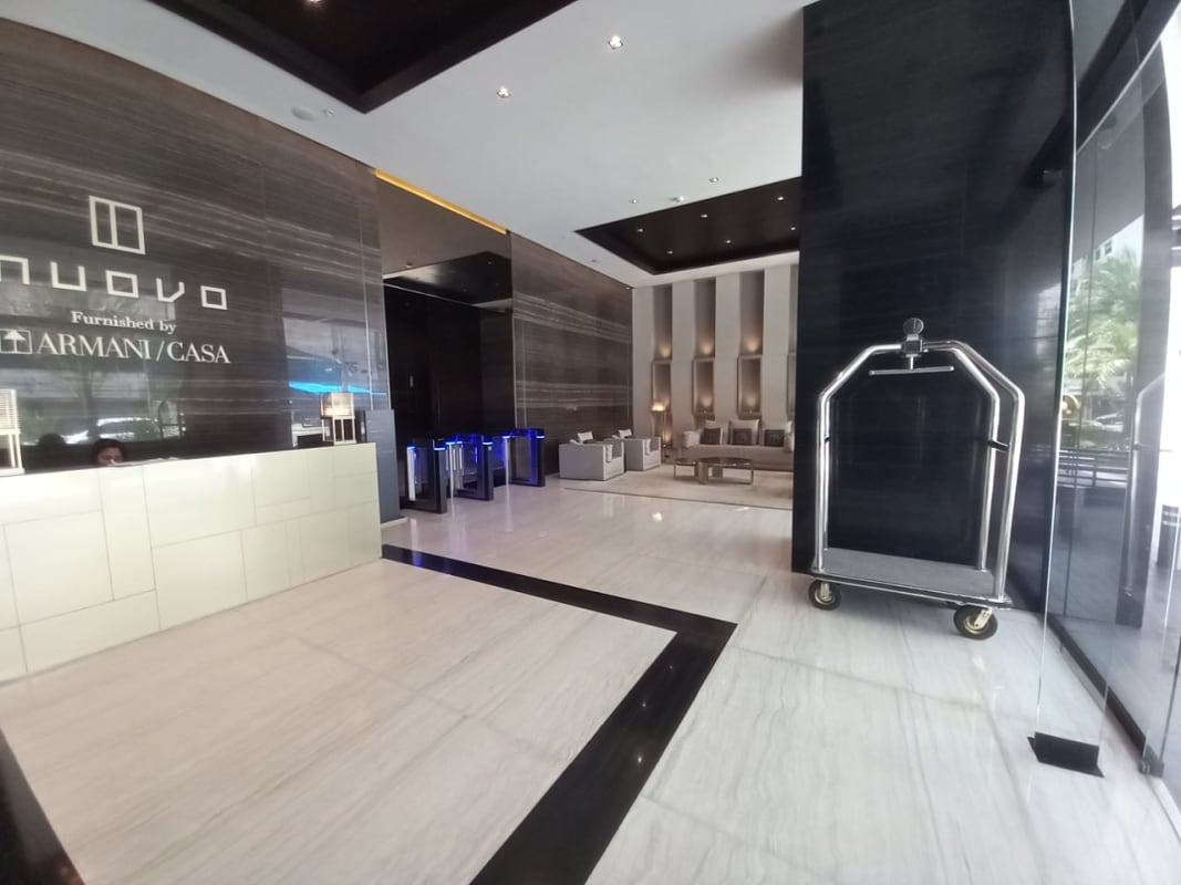 Infinity rooftop pool overlooking Panama Bay and skyline at PH Nuovo by Armani