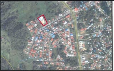 Aerial photo showing large industrial lot in residential commercial Sabanitas Colón Panama