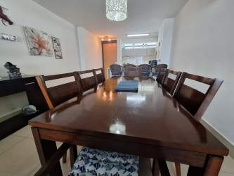 Modern kitchen with quartz countertop and appliances in beachfront condo PH Bahia Resort Nueva Gorgona Panama