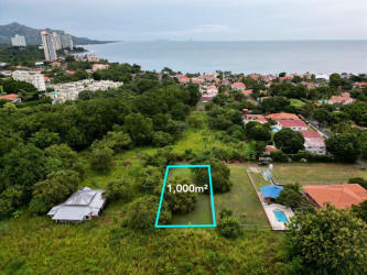 Residential vacant flat lot with lush greenery in Playa Coronado Panama