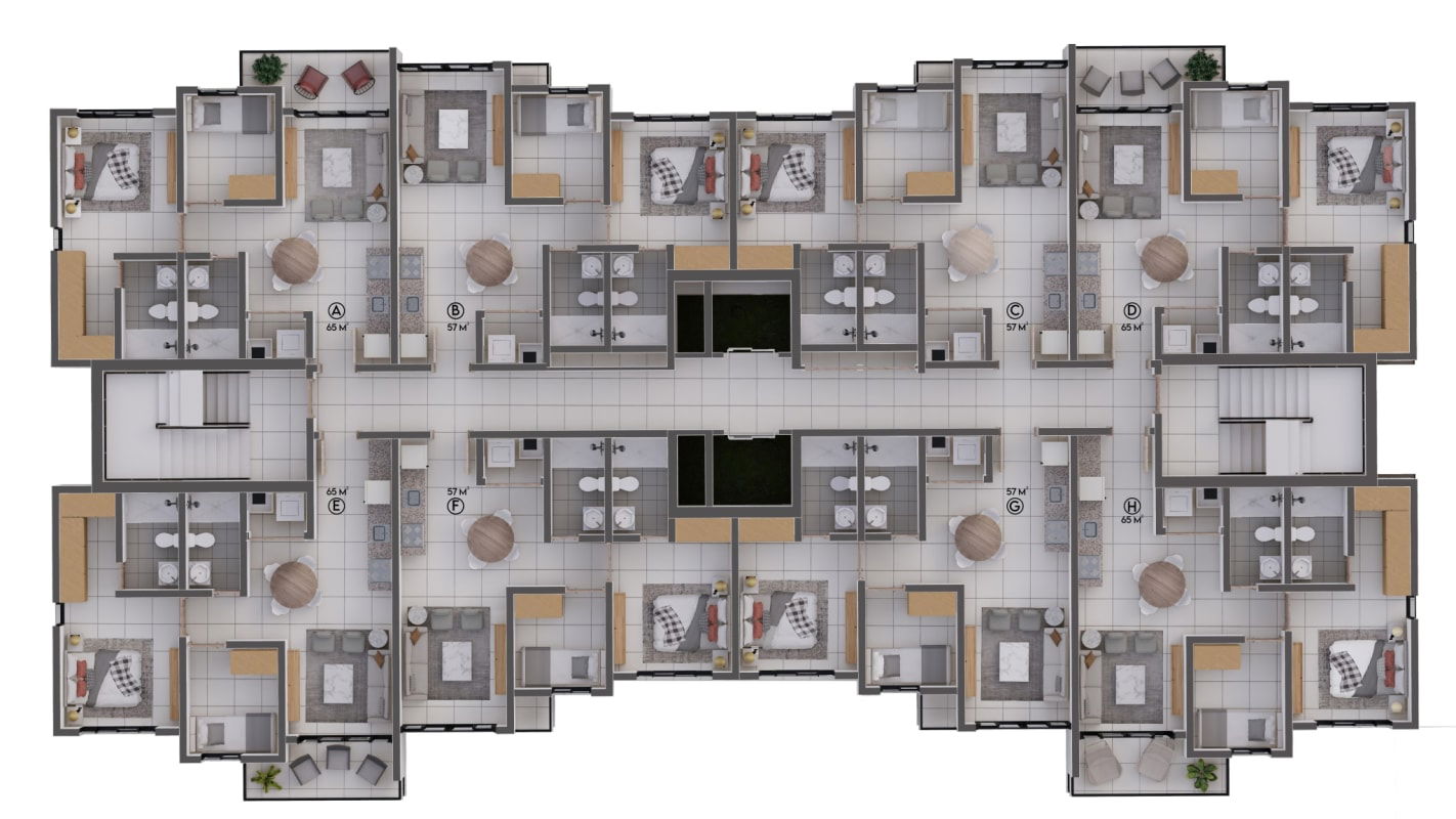 Layout with multiple apartments balconies common areas PH Parque Las Acacias Don Bosco Panama