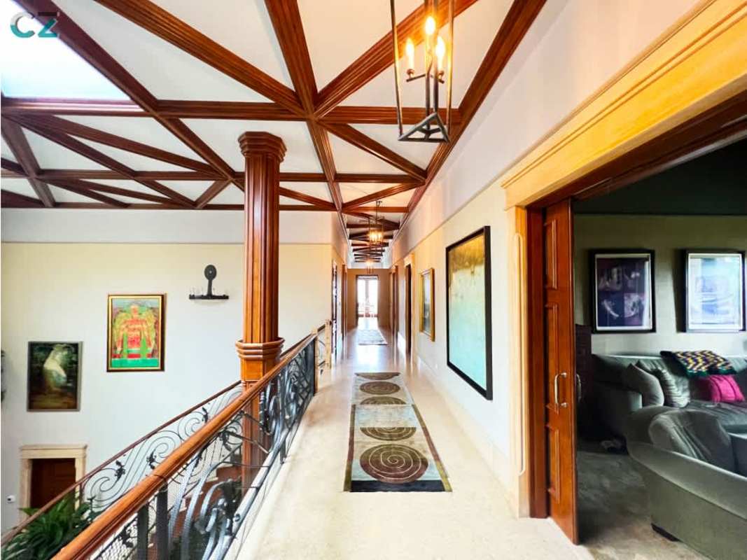 Lofted private library cozy reading space in luxury mansion Altos del Golf Panama