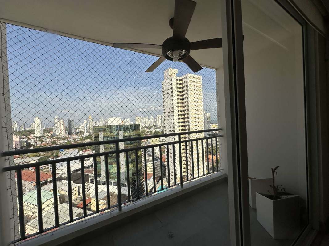 Private balcony with city skyline view at PH Miyaki Obarrio Panama City for sale