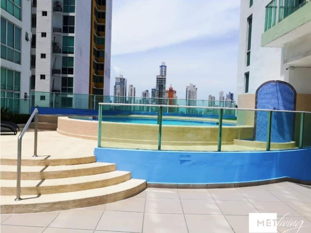 Modern rooftop pool area with skyline views in PH Cosmopolitan Panama City