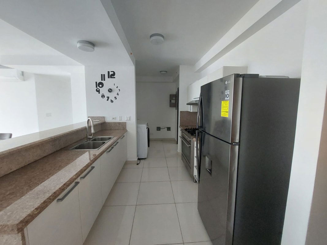 Modern kitchen with granite countertops, stainless appliances, spacious counters Costa del Este Panama
