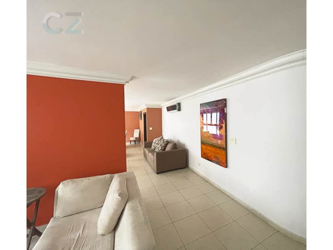 Luxurious bathroom with marble vanity, jacuzzi tub glass shower in PH Sol Marina Panama City