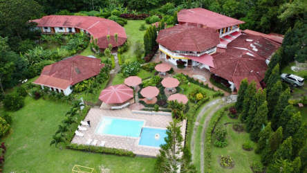 Hotel reception with traditional decor curved desk El Valle de Anton Panama