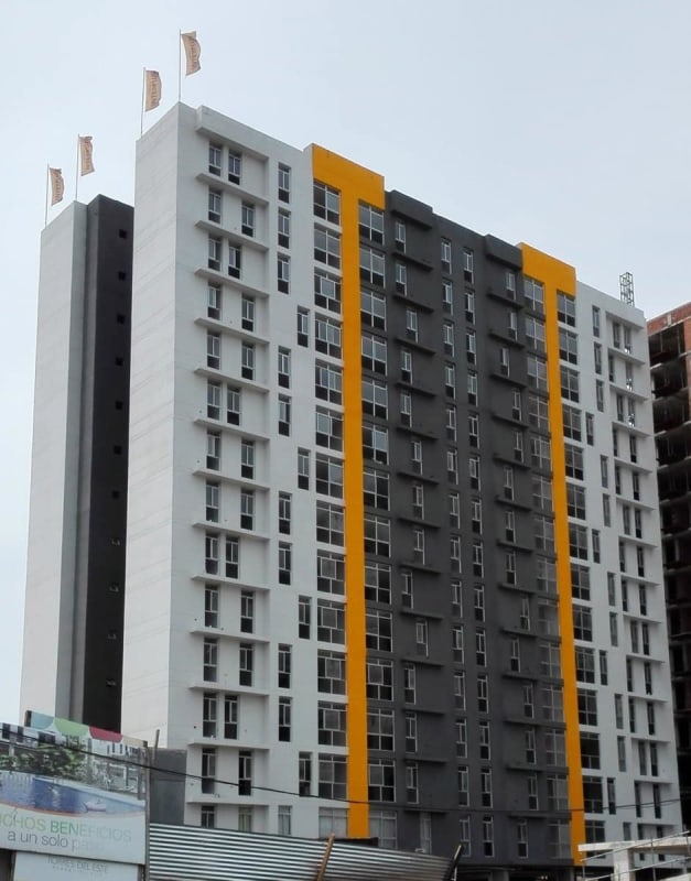 PH Torres del Este modern apartment tower exterior at Plaza Tocumen Panama City