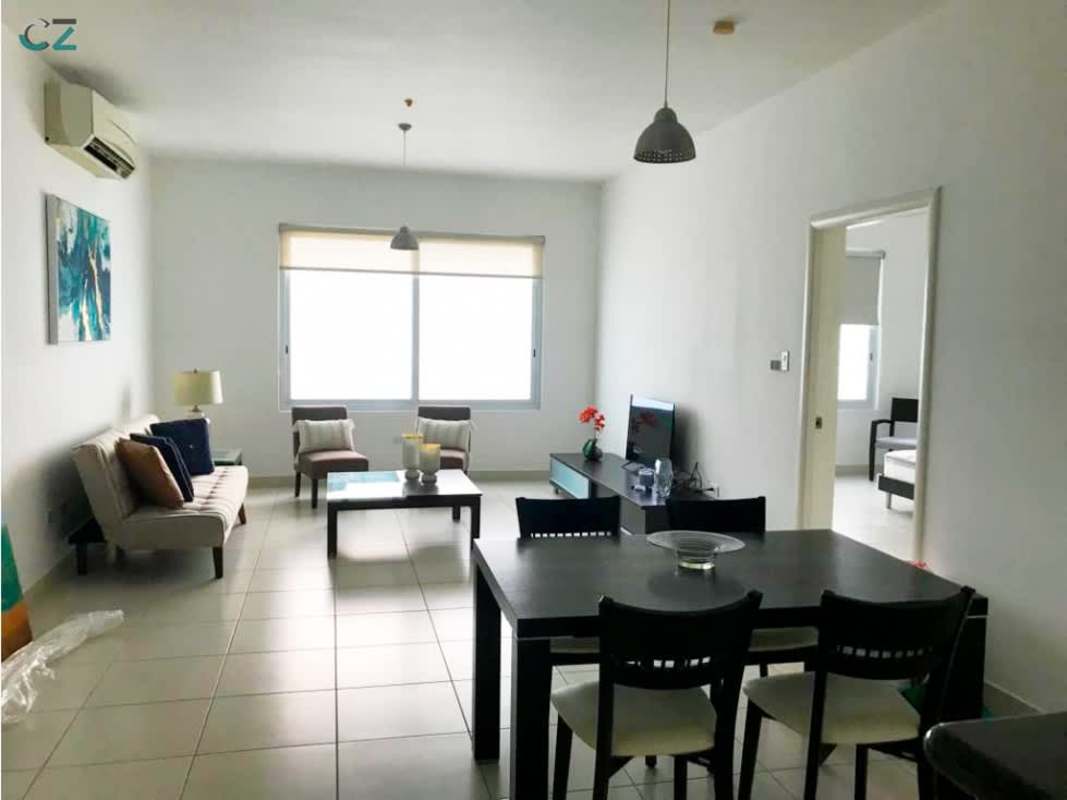 Bright modern living dining with large windows at Vista Marina Avenida Balboa Panama City