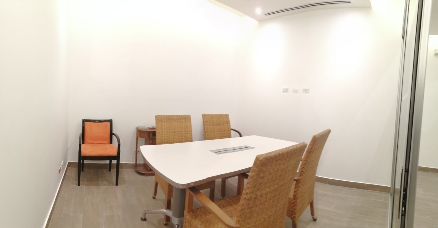 Spacious modern office floor plan with glass walls and ceramic flooring PH Office Plex Santa María