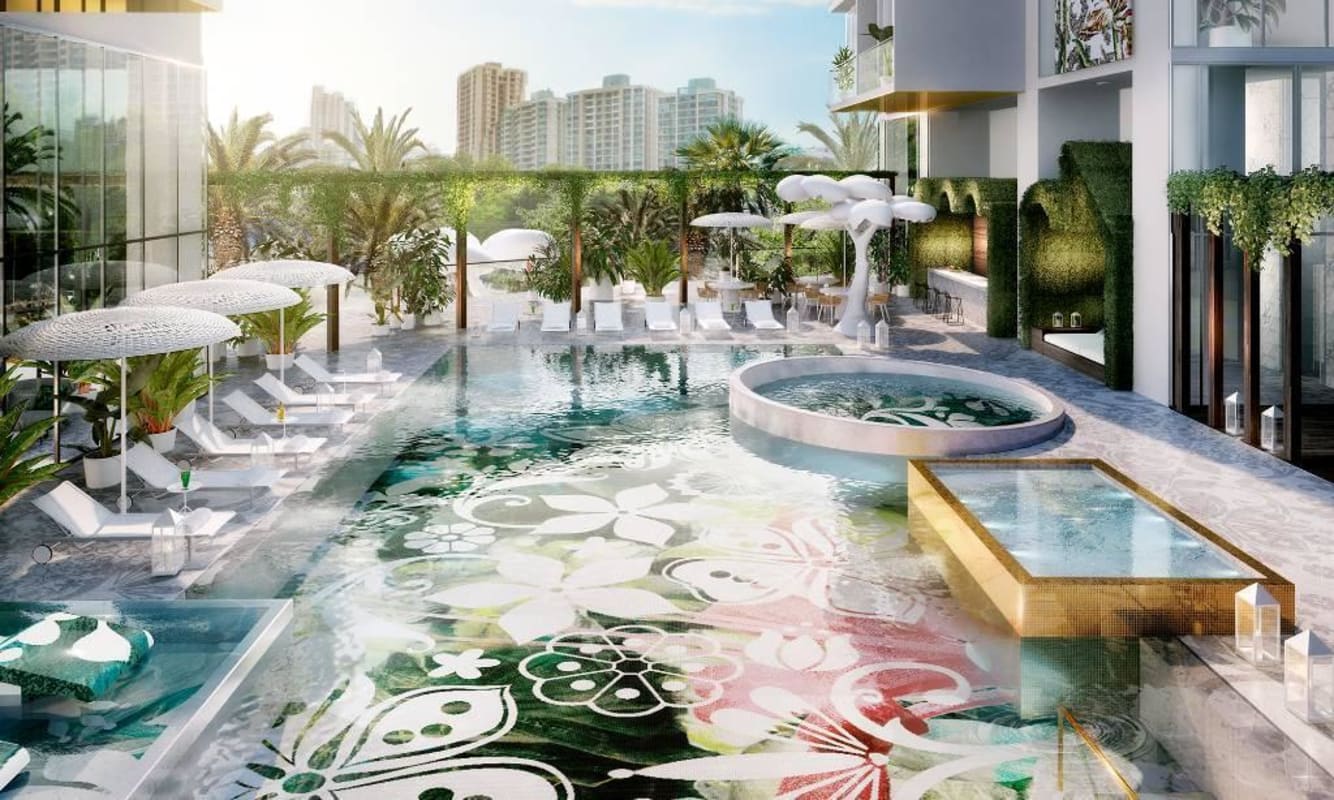 Modern bedroom with floor-to-ceiling windows and built-in closet at Wanders & Yoo Panama City