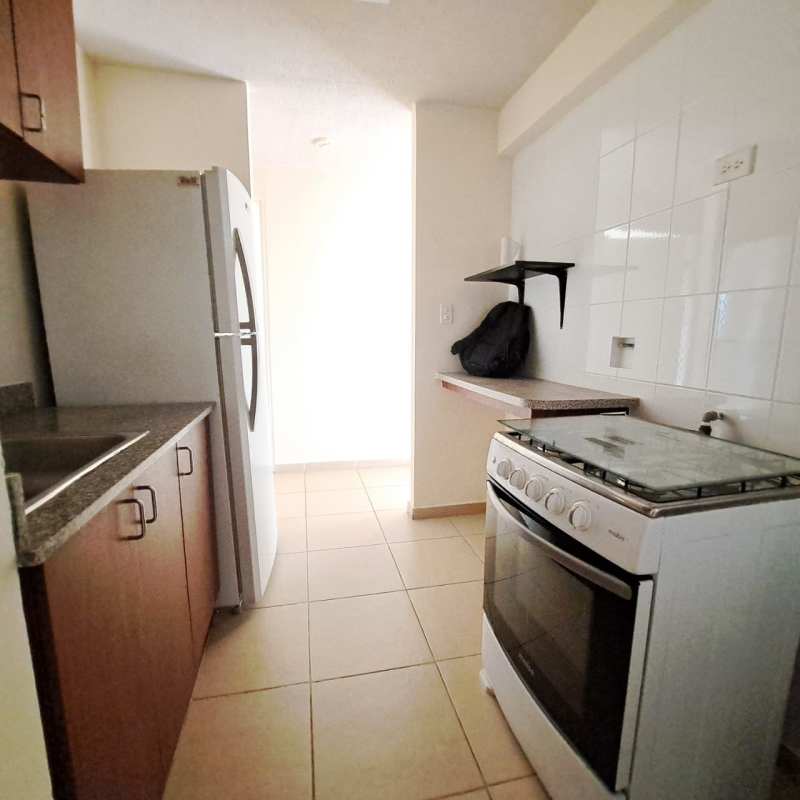 Small modern kitchen with granite, stove, fridge PH Mystic Village Don Bosco Panama City