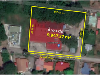 Aerial view marked outline large commercial land David Panama near Enrique Malek Airport