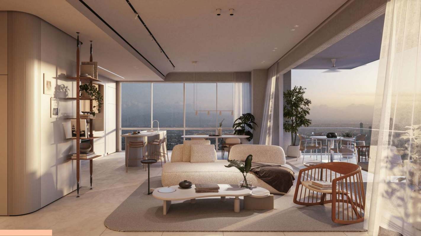 Spacious balcony terrace with panoramic city and ocean views in PH Natura Costa del Este Panama